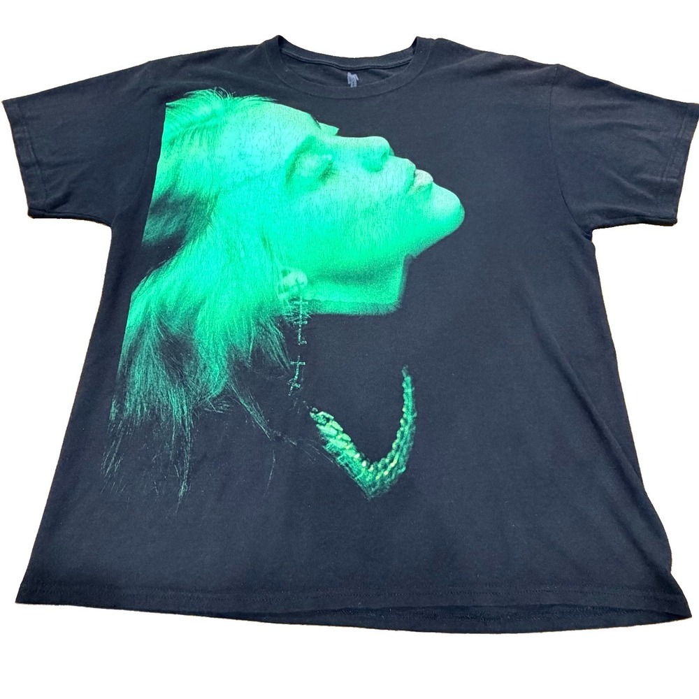 World Tour Billie Eilish Graphic T-Shirt Black Double Sided Crew Neck Size L